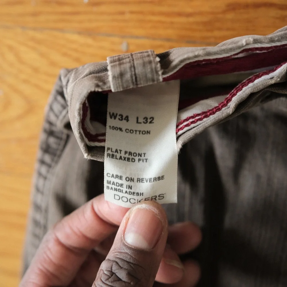 Dockers Cargo Pants Mens Brown Relaxed Fit Distressed Gorpcore 34x32 Flat Front‎
